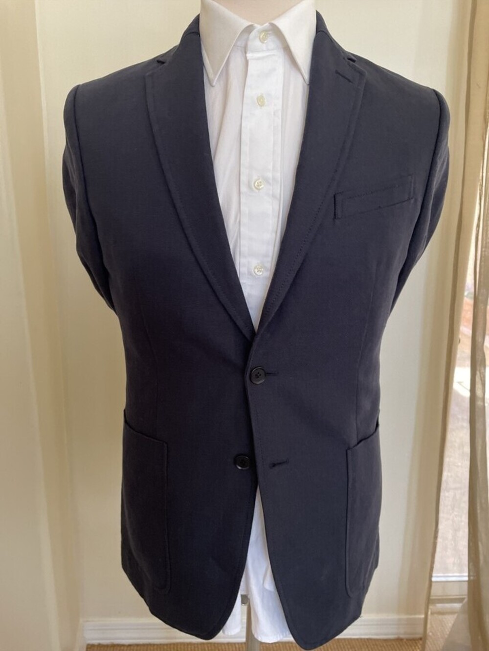 Banana Republic Blue Italian Linen & Cotton Blazer 38R